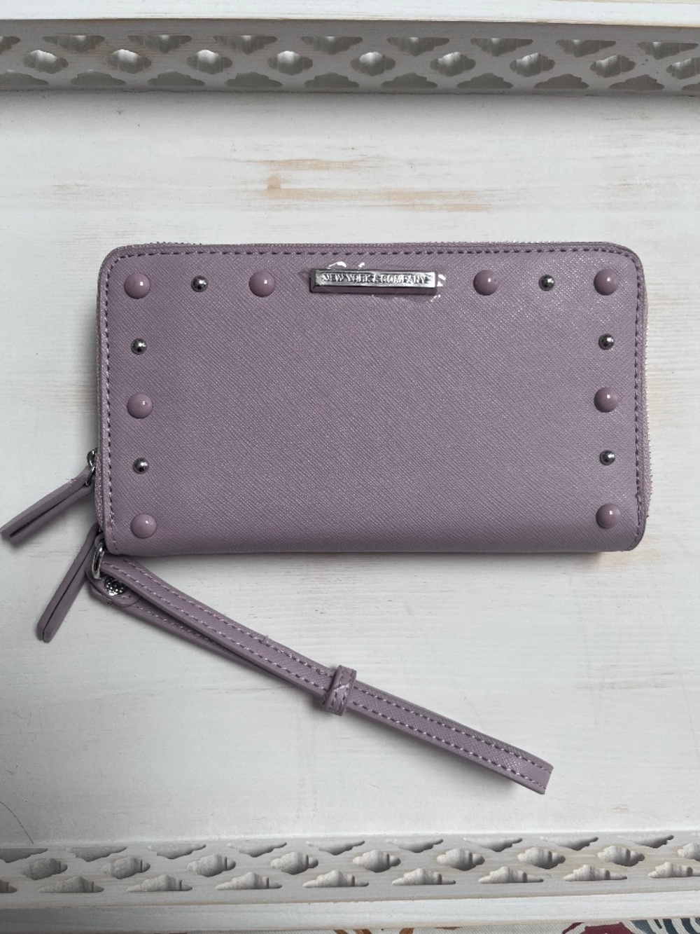 NWT New York & Company Lavender Wallet Wristlet with Studded Accents